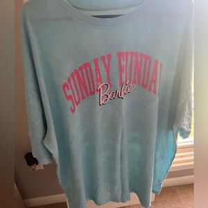 Barbie Sunday Funday Aqua Blue Loose Fit Short Sleeve T Shirt Size XL